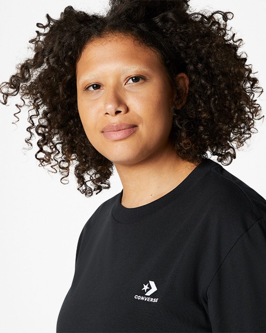 Men's Converse Go-To Embroidered Star Chevron Standard Fit T-Shirts Black | AU 5164CQ